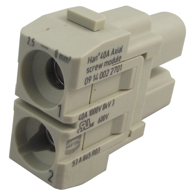 Harting 0914 002 2701 Heavy Duty Connector Insert Han Series Receptacle 2 Contacts Socket 1 Rows