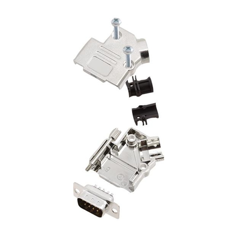 Amphenol ICC (COMMERCIAL PRODUCTS) L17D45PK-M-09+L717SDE09P D Sub Connector With Backshell DB9 9 Contacts Plug Solder DE D45PK-M Series Steel Body