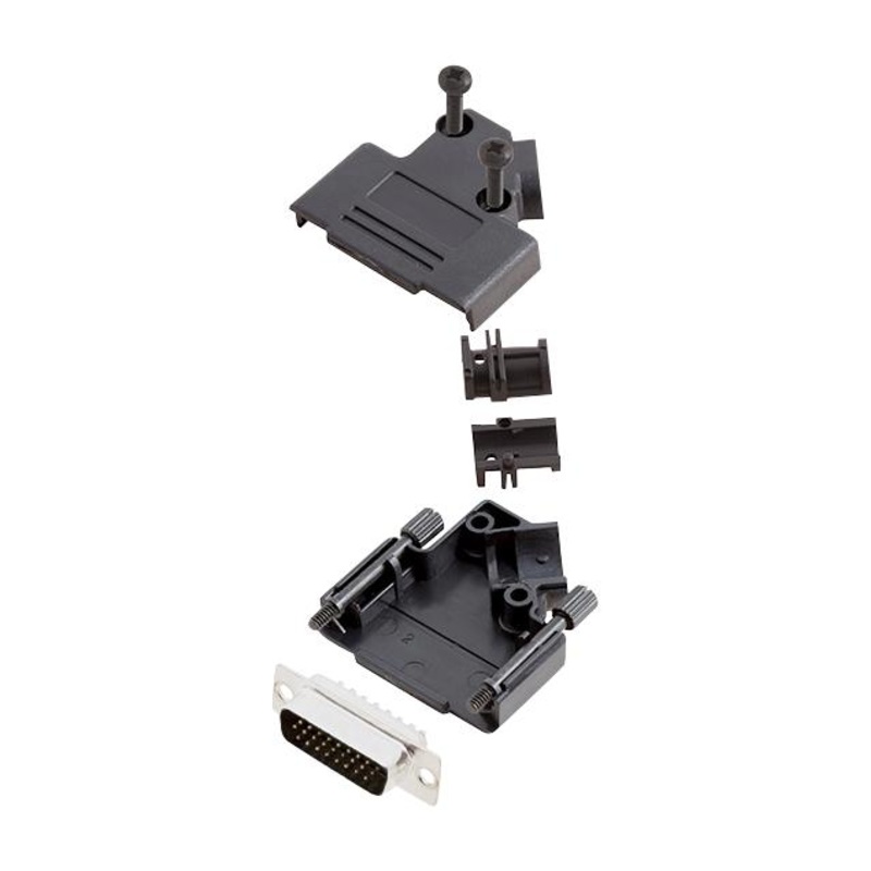 Amphenol ICC (COMMERCIAL PRODUCTS) L17D45PK-P-15+L717HDA26P D Sub Connector With Backshell HD26 26 Contacts Plug Solder DA D45PK-P Series Steel Body