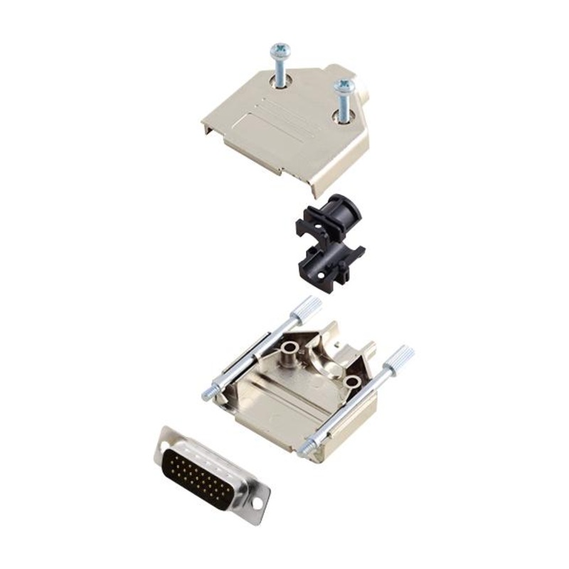 Amphenol ICC (COMMERCIAL PRODUCTS) L17DTPK-M-15+L717HDA26P D Sub Connector With Backshell HD26 26 Contacts Plug Solder DA DTPK-M Series Steel Body