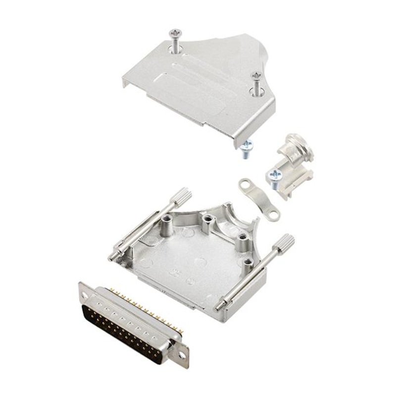Amphenol ICC (COMMERCIAL PRODUCTS) L17MHDM25+L717SDB25P D Sub Connector With Backshell DB25 25 Contacts Plug Solder DB Mhdm Series Steel Body