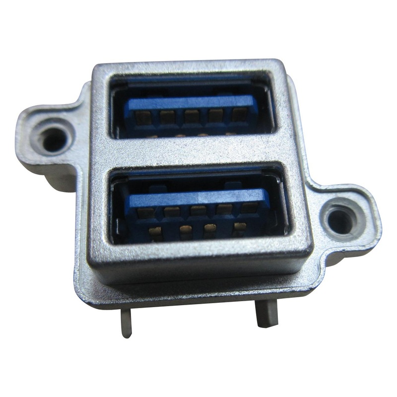 Amphenol ICC (COMMERCIAL PRODUCTS) MUSBR-4593-M0 USB Sealed Connector Vertical Rugged Stacked 2Ports Type A 3.0 Receptacle