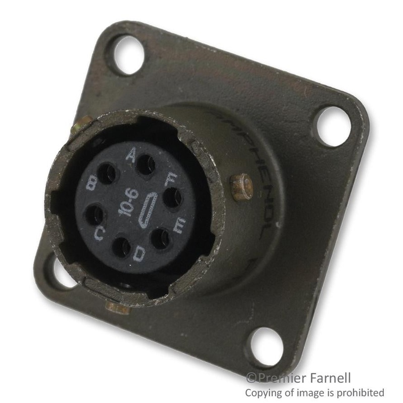 AMPHENOL INDUSTRIAL PT02E-10-6S CIRCULAR CONNECTOR, RECEPTACLE, SIZE 10, 6 POSITION, BOX
