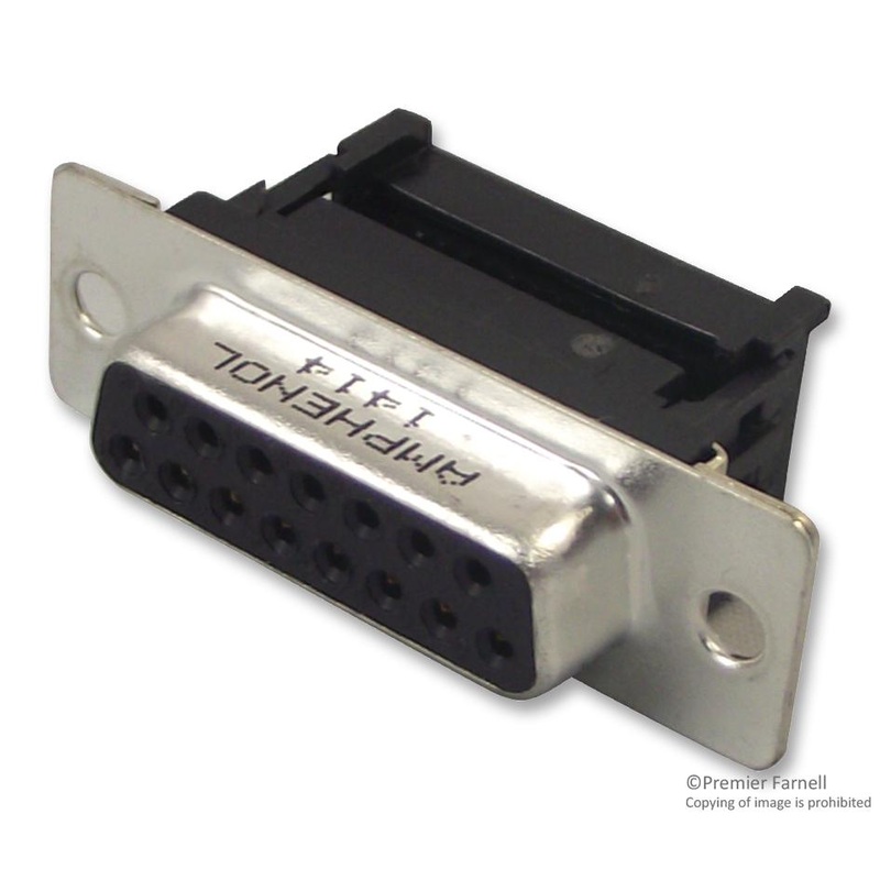 Amphenol L17DAFRA15SC309 D Sub Connector 15 Contacts Receptacle DA 17D Series Steel Body IDC / IDT
