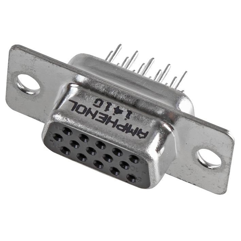 AMPHENOL L77HDE15SOL2 15 Way High Density D Sub Socket, Straight PCB Termination, Gold Flash Tinned Shell, 5A