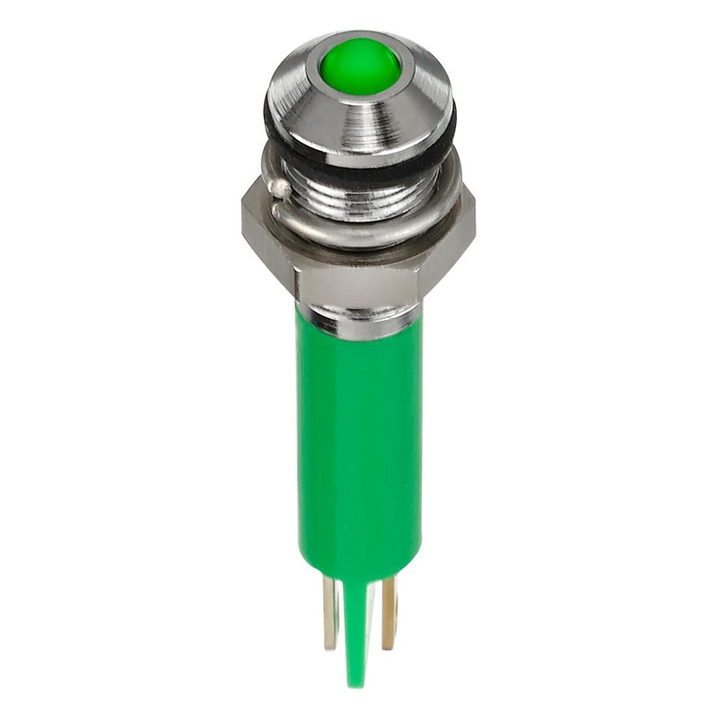 Apem Q6P1CXXG24E LED Panel Mount Indicator Green 24 VDC 6 mm 20 mA 40 mcd IP67