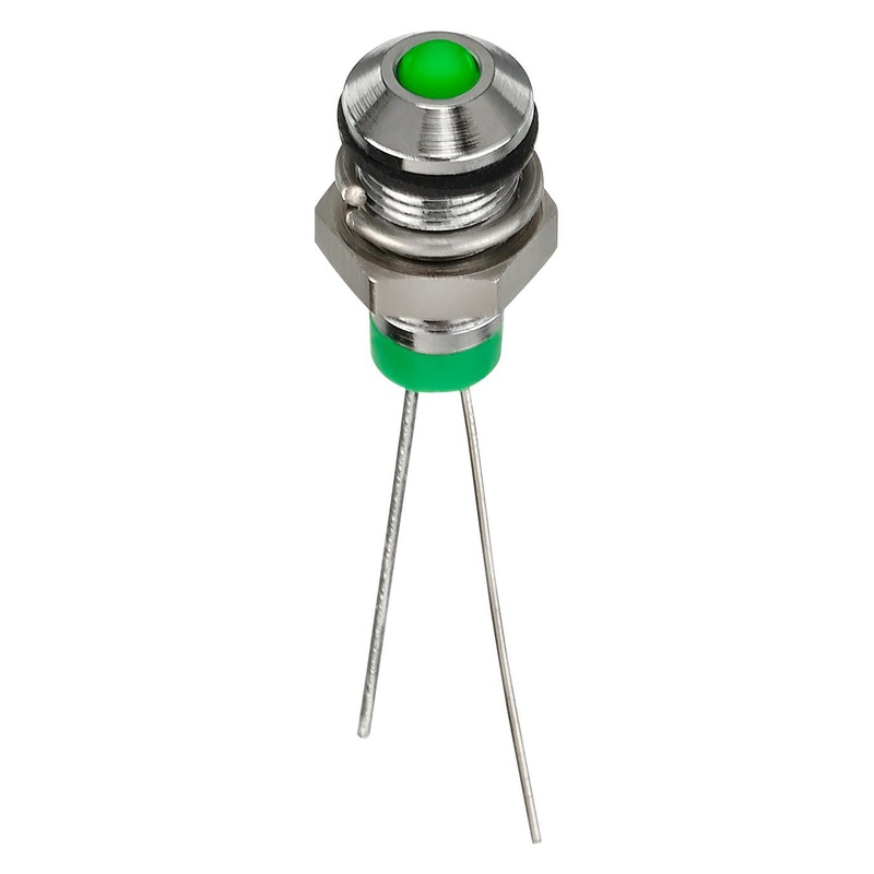 APEM Q6P6CXXG02E LED Panel Mount Indicator, Green, 2 VDC, 6 mm, 20 mA, 40 mcd, IP67