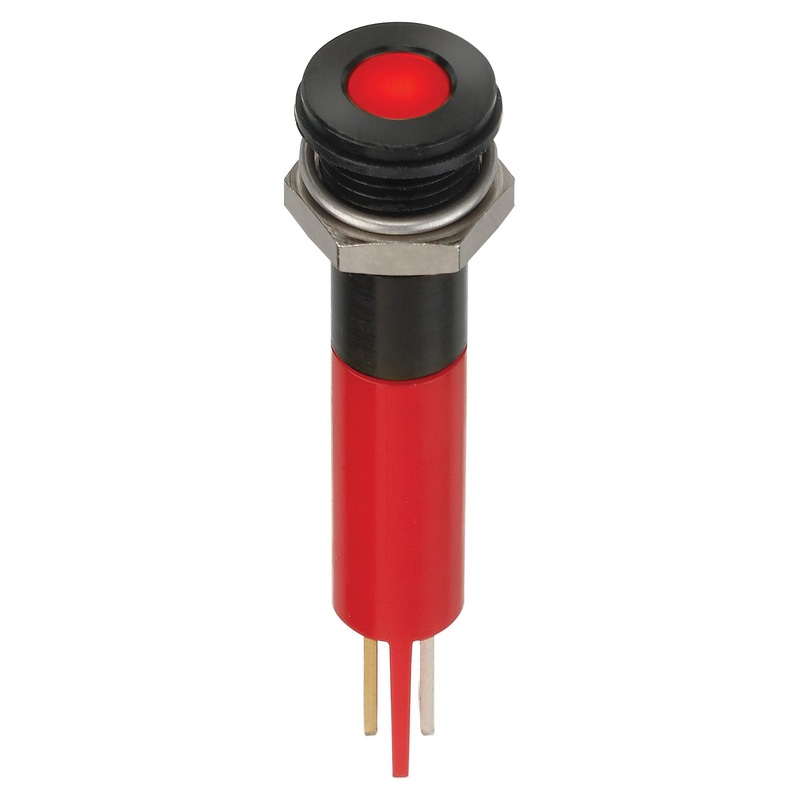 APEM Q8F1BXXR24E LED Panel Mount Indicator, Red, 24 VDC, 8 mm, 20 mA, 12 mcd, IP67