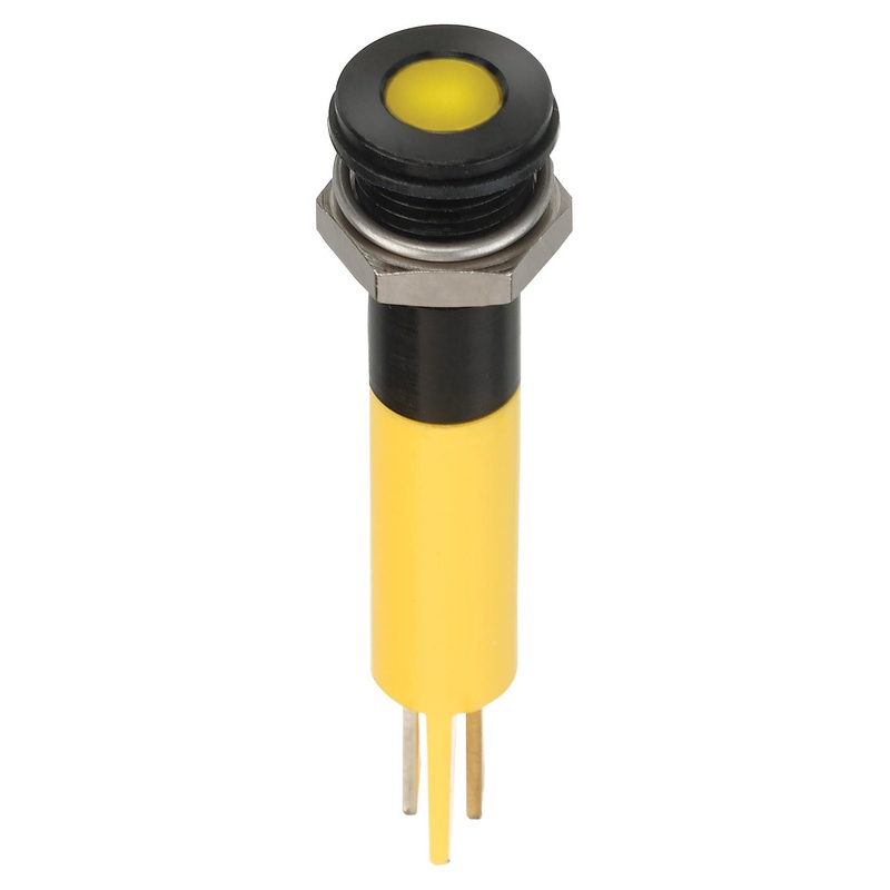APEM Q8F1BXXY24E LED Panel Mount Indicator, Yellow, 24 VDC, 8 mm, 20 mA, 6 mcd, IP67
