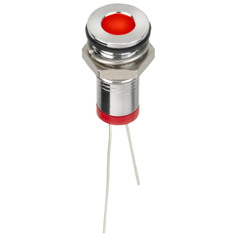 APEM Q8F6BXXR02E LED Panel Mount Indicator, Red, 2 VDC, 8 mm, 20 mA, 12 mcd, IP67