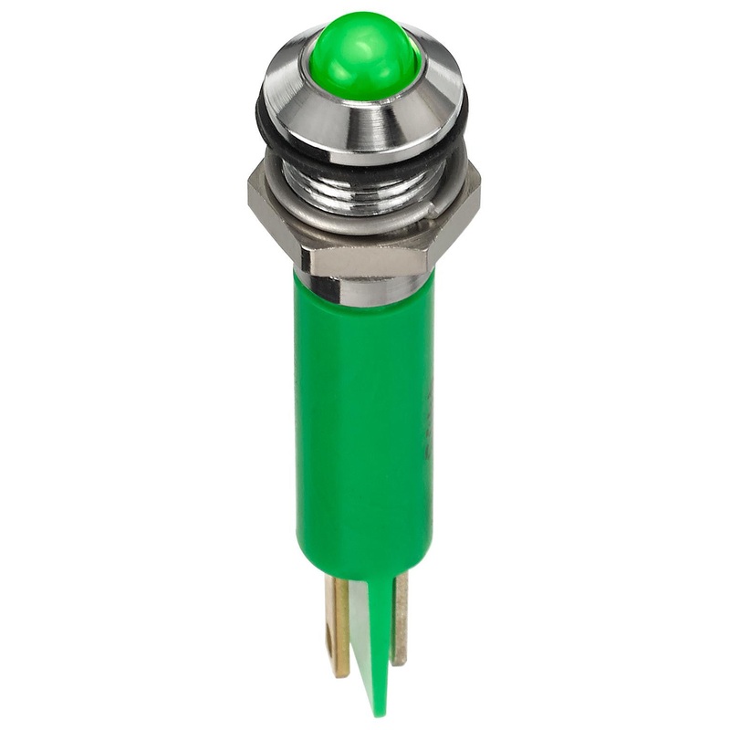 APEM Q8P1CXXG12E LED Panel Mount Indicator, Green, 12 VDC, 8 mm, 20 mA, 60 mcd, IP67