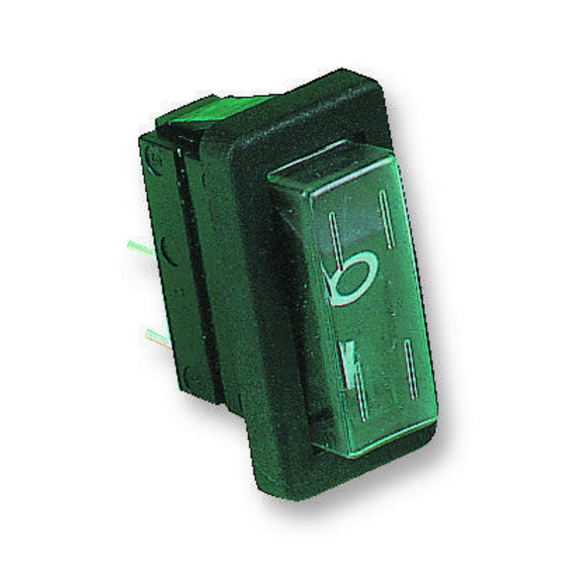 ARCOLECTRIC C1300ALGAA Rocker Switch, Non Illuminated, SPST, Off-On, Black, Panel, 20 A
