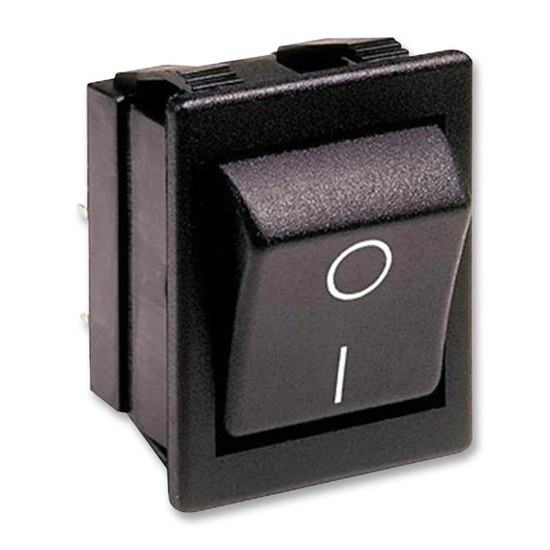 ARCOLECTRIC C1350ABAAB Rocker Switch, Non Illuminated, DPST, Off-On, Black, Panel, 16 A
