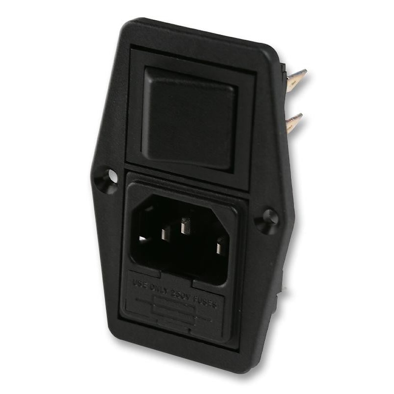 BULGIN BVB01/Z0000/10 Power Entry Connector, POLYSNAP Series, Plug, 250 VAC, 10 A, Panel Mount, Quick Connect