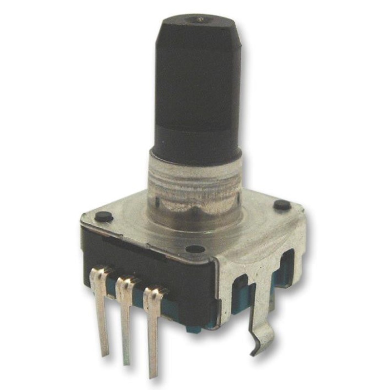 ALPS EC12E2424407 Incremental Rotary Encoder, Insulated Shaft, Push Switch, 12mm, Vertical, 24 Detents, 24 Pulses