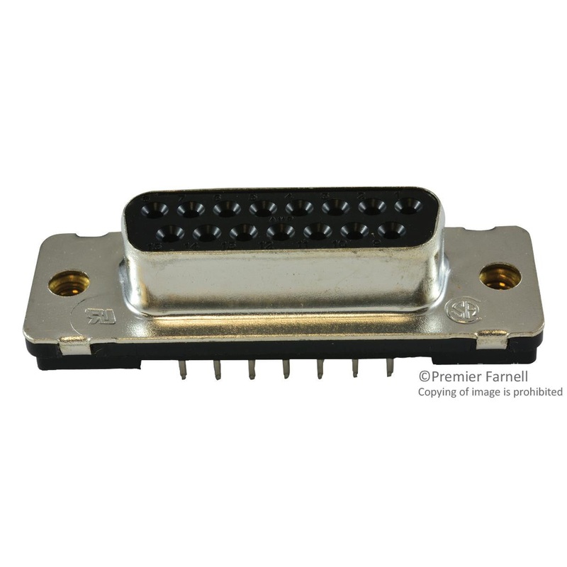 AMP – TE CONNECTIVITY 5747299-8 Standard D Sub Connector, AMPLIMITE HD-20 Series, DA, Receptacle, 15 Contacts, Carbon Steel Body