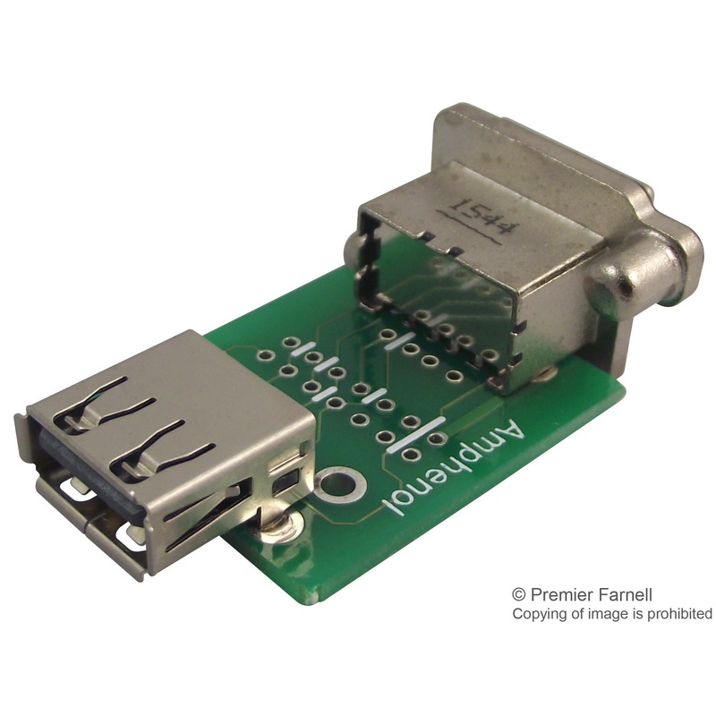 AMPHENOL COMMERCIAL PRODUCTS MUSBA31130 USB Connector, USB Type A, USB 2.0, Receptacle, 4 Ways, Through Hole Mount, Right Angle