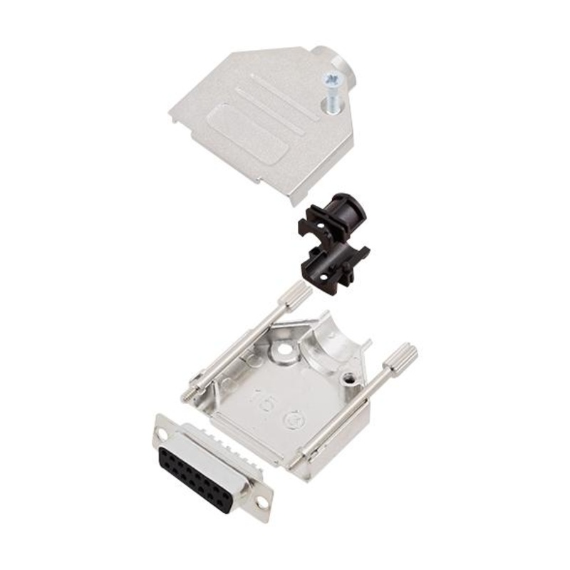 Amphenol ICC (COMMERCIAL PRODUCTS) L17DTZK15+L77SDA15S D Sub Connector W/ Backshell 15 Contacts Receptacle Solder DA Dtzk Series Steel Body