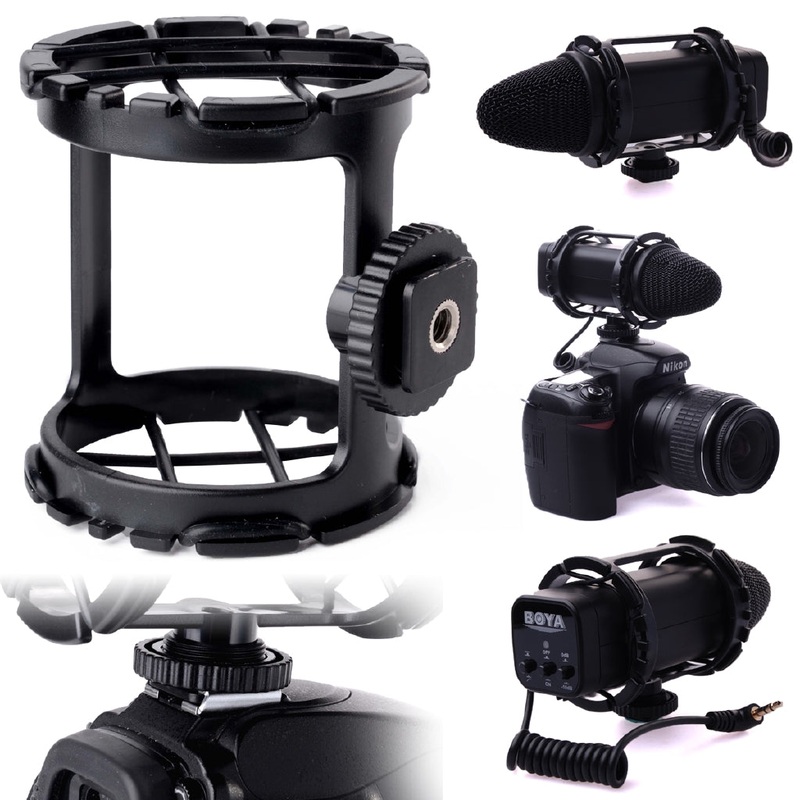 [CLEARANCE] Boya BY-C03 Professional Microphone Shock Mount for BY-VM300PS BY-V02 40mm-48mm / 1 to 2 Mic on DSLR Camera Camcorder Zoom H1