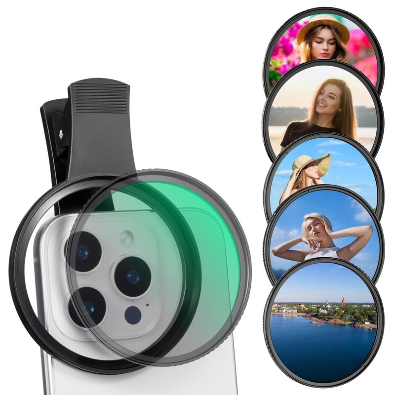 K&F Concept ND2 4 8 16 32 Neutral Density / CPL Circular Polarizer / Black Diffusion Mist Lens Filter + Smartphone Clamp Kit, 18 Anti-Reflector Layers, Compatible with 67mm Threads