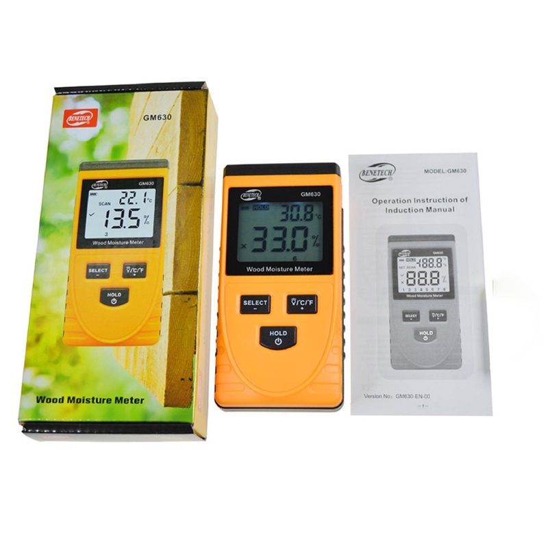 Benetech GM630 Inductive Wood Moisture Tester Digital LCD Display Induction Timber Moisture Temperature Tester