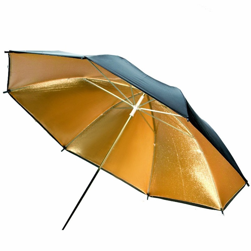[CLEARANCE] Pxel UM-BG108 43 108cm Black and Gold Reflective Lighting Umbrella – Great for Portrait Photography Studio