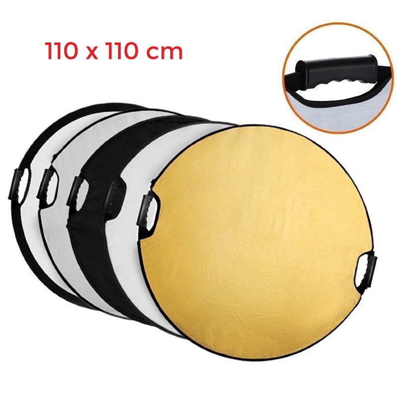 Pxel RF-11X11 5 in 1 43inch / 110cm Round Reflector with Grip Handle for Photography Photo Studio Lighting & Outdoor Lighting