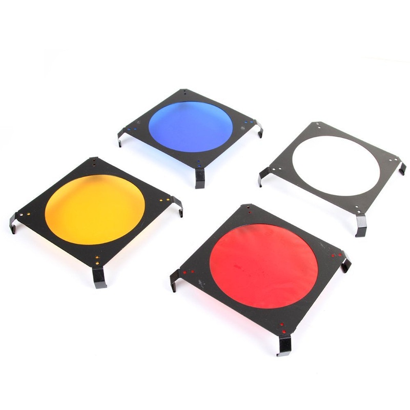 Pxel Universal Mount 3in1 Barn Door Honeycomb Grid & 4 Color Gel Filters Barndoor Kit