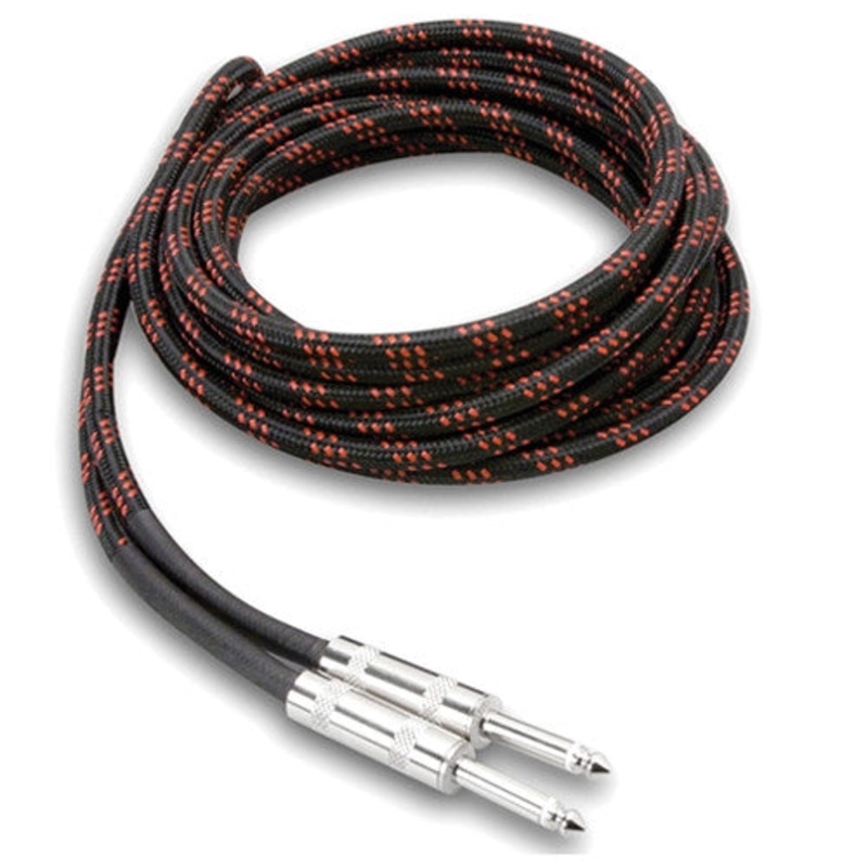 Hosa Technology 18C5 3GT Series Cloth Guitar Cable (Black/Red) – 18′