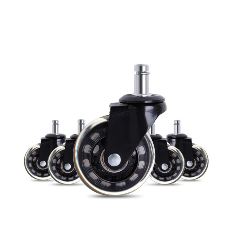 ArgoX 5 Pcs Office Chair Caster Wheels 3 Inch Swivel Rubber 360 PU Roller for Wood Floor,  Computer Chair Universal Wheel