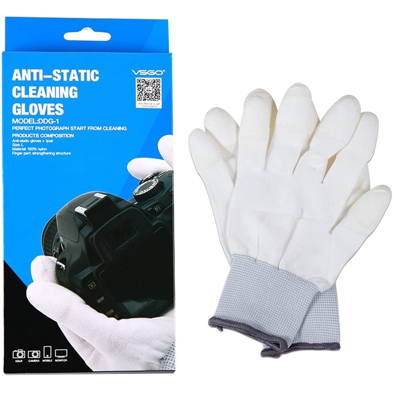 [CLEARANCE] VSGO DDG-1 1 Pair Nylon Anti-Static Camera Cleaning Gloves with Finger Strengthening Structure, White
