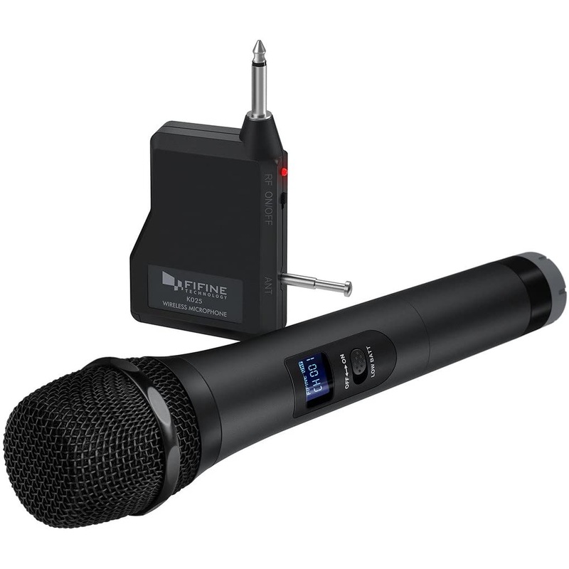 Fifine K025 Wireless Microphone, Handheld Dynamic Mic System for Karaoke Nights, House Parties, Over the Mixer PA System Speakers