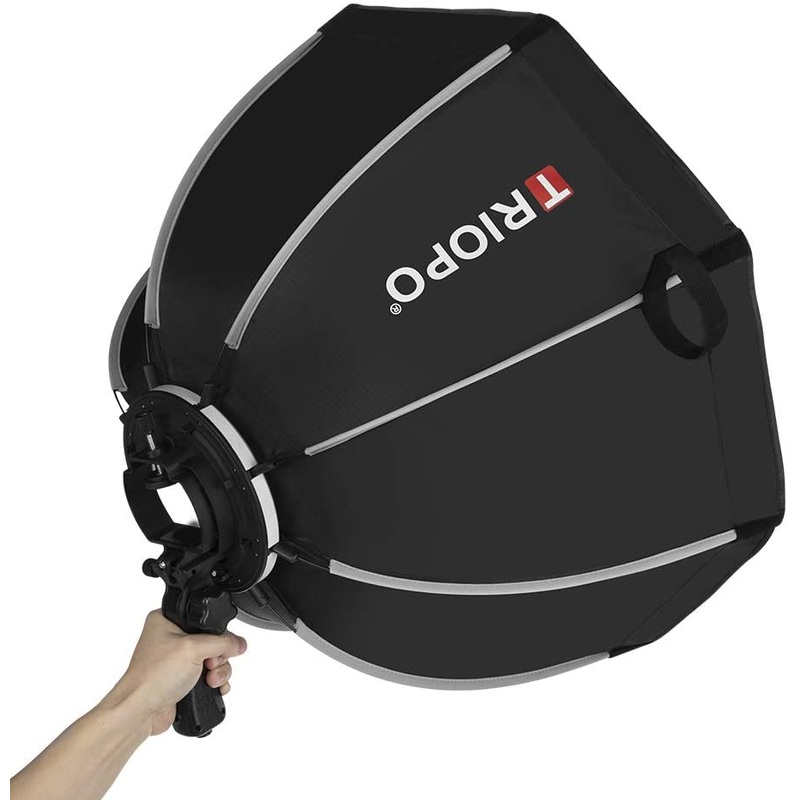 Triopo KS55 Portable Softbox 21.6in / 55cm Speedlite Octagon Umbrella Softbox with Honeycomb Grid Outdoor Flash SoftBox for Godox TT600 TT685 V860 with Handle Grip
