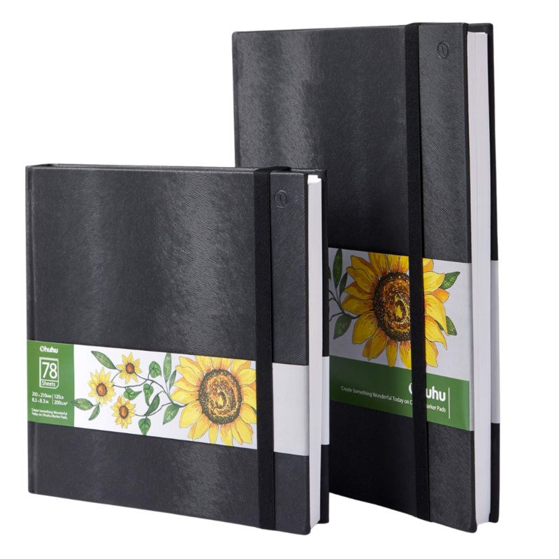 Ohuhu 78 Sheets Marker Pad Sketchbook with 200GSM Heavyweight Paper Anti Bleed Smudge and Feathering for Arts Water / Alcohol Based Coloring and Clean Artworks