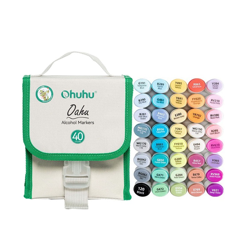 OHUHU Oahu 40pcs Basic Colors (Fine & Chisel) Dual Tip Alcohol Based Art Markers Y30-80403-63 for Sketching, Illustration, Drawing & Writing | Stationery, Arts & Craft – Colored Pens & Markers