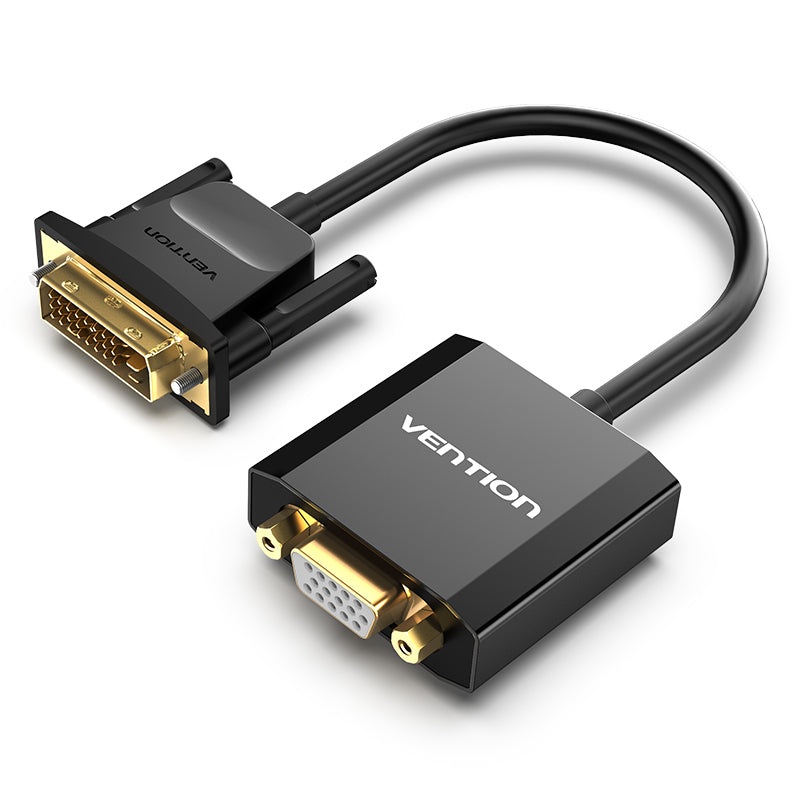 [CLEARANCE] Vention DVI 1080p 60Hz DVI to VGA 0.15-Meter Gold Plated (EBABB) Video Converter for TV, Monitors, Projectors, Laptop, PC