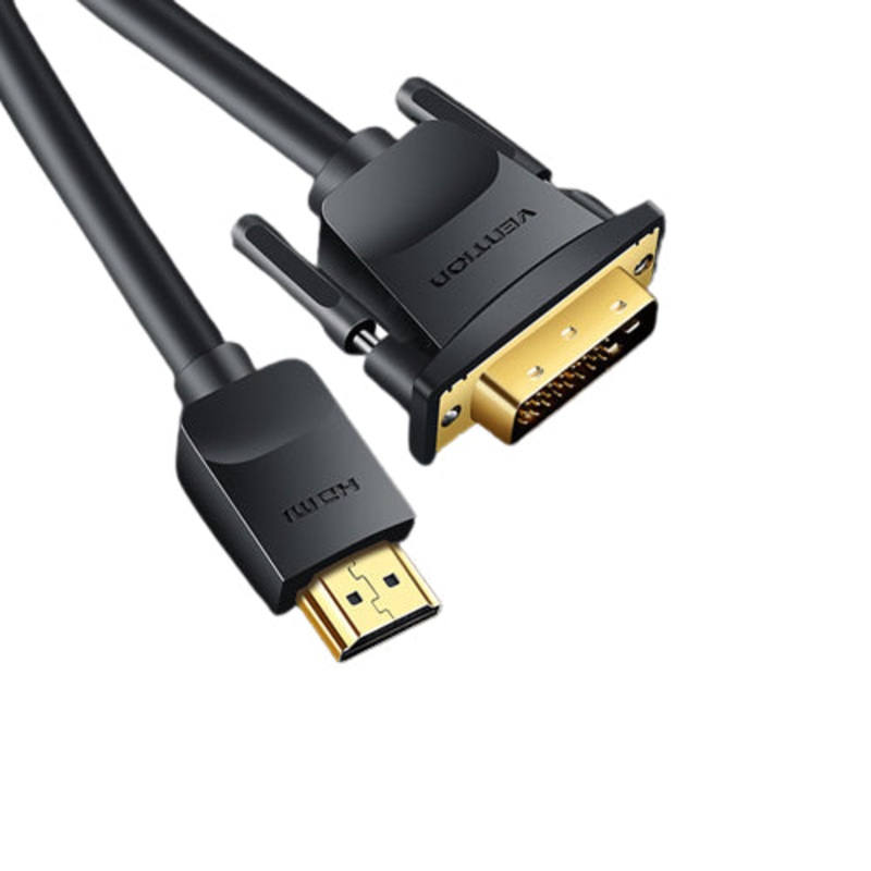 [CLEARANCE] Vention DVI 1080p HD 3D 60Hz (24+1) DisplayPort DP Male to DVI Male 2-Meters Gold Plated (HAF) Video Cable for Laptops, PC, Monitor, TV, Projector
