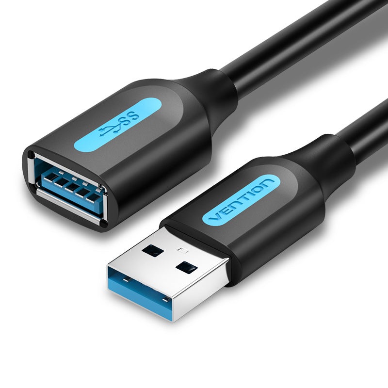 [CLEARANCE] Vention USB 1-Meter 3.0 Male to Female Extensions Cable 5Gbps Aluminum Black PVC Type (CBH)