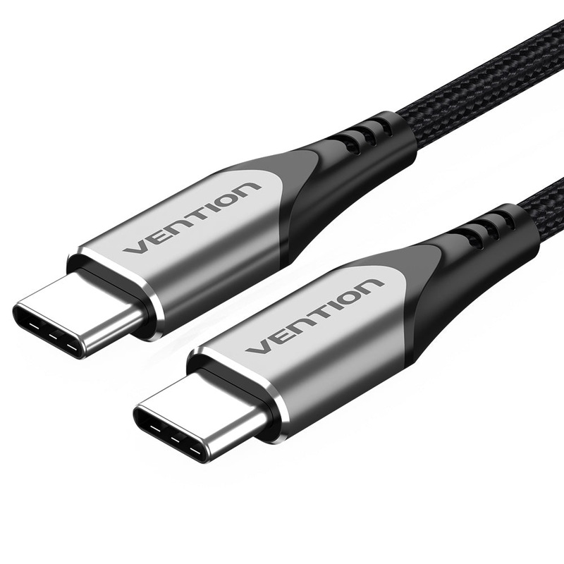 [CLEARANCE] Vention USB 2.0 Type-C to Type-C Charging Data Cable 3A 480Mbps (TAD) Nylon Braided with PD60W Support Aluminum Alloy Shell (2-Meters)