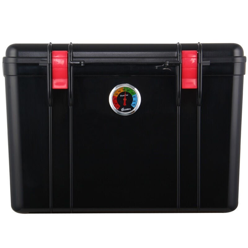 Eirmai R21 Moisture-Proof Dry Box 24-Liters with Dehumidifier Hygrometer Sponge Pad (Fits 1 DSLR and 6 Lenses) Black
