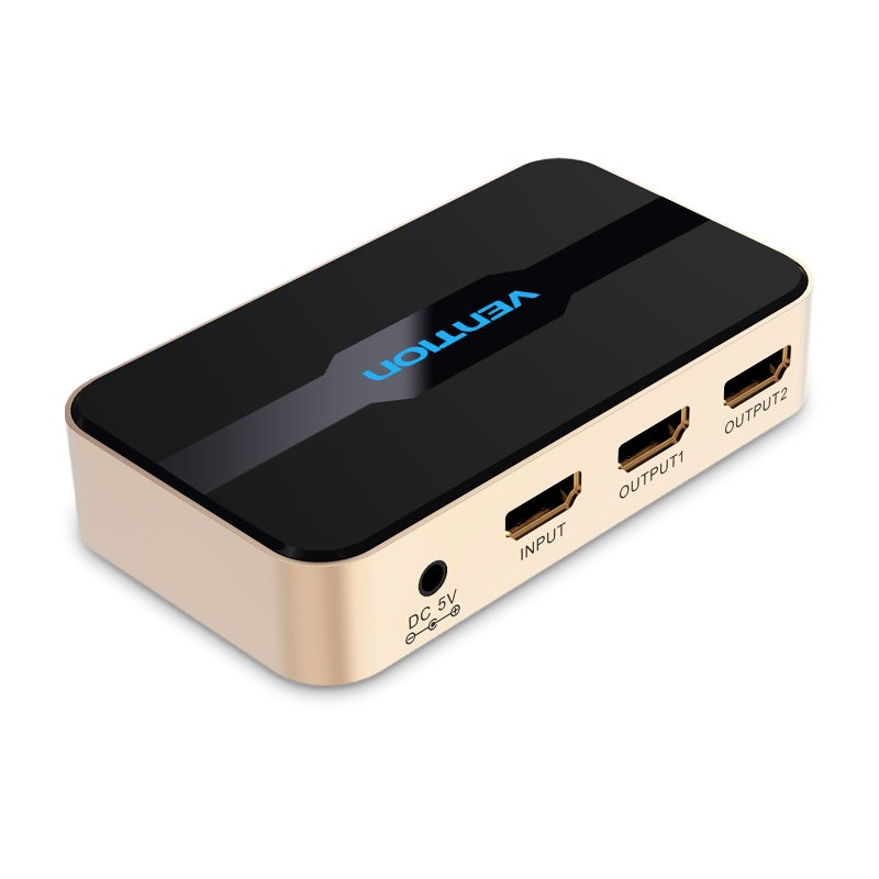 Vention 1 in 2 out HDMI 1.4 Splitter Aluminum Alloy 4K 30Hz with 30-meters Transmission and Sll9187B Chip (ACBG0)