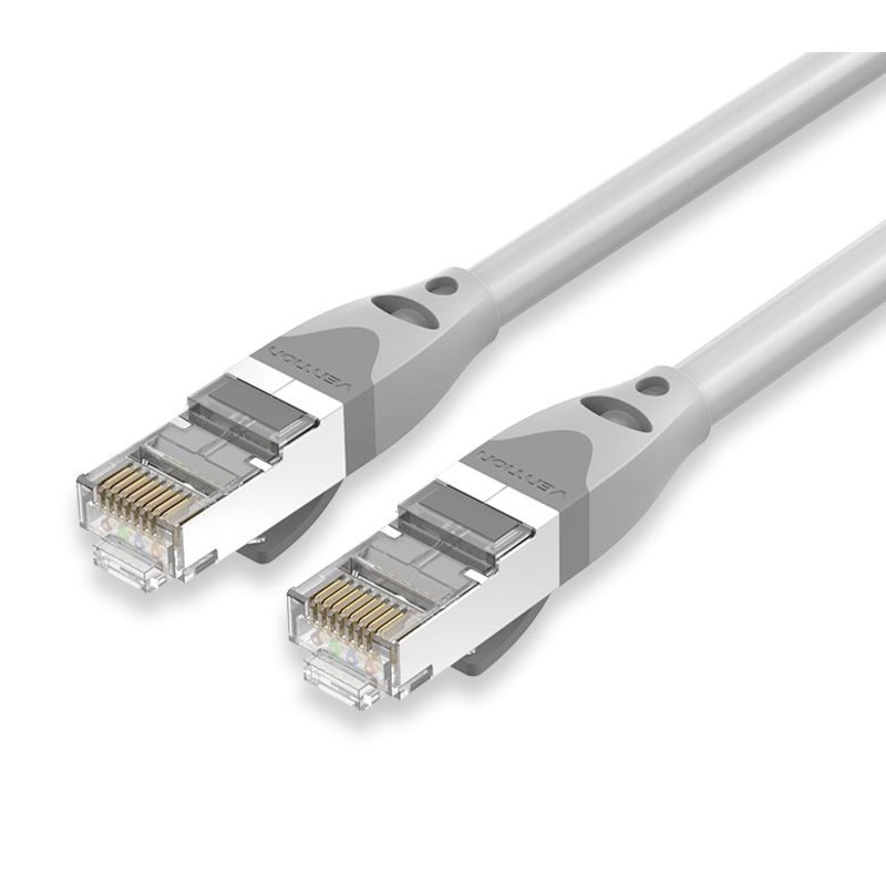 Vention Cat6A STFP Patch Ethernet LAN Cable Gray with 10Gbps Ultra-High-Speed Rate, Anti-Bending Buckle, Gold-Plated Pins RJ45 for Internet, PC, Laptop, TV, Printer, Switch | IBHH Series