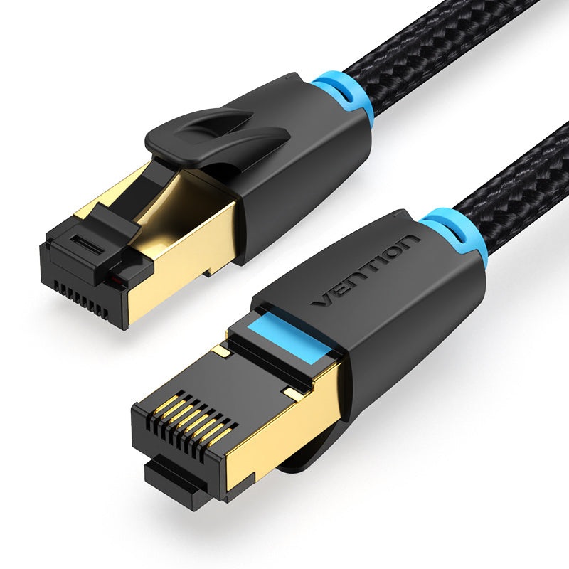 Vention CAT8 Ethernet 0.5M Cotton Braided Cable SFTP Patch 40Gbps 2000MHz Super Speed Lan Network Wire Cord for Internet Router PC Modem (IKG)