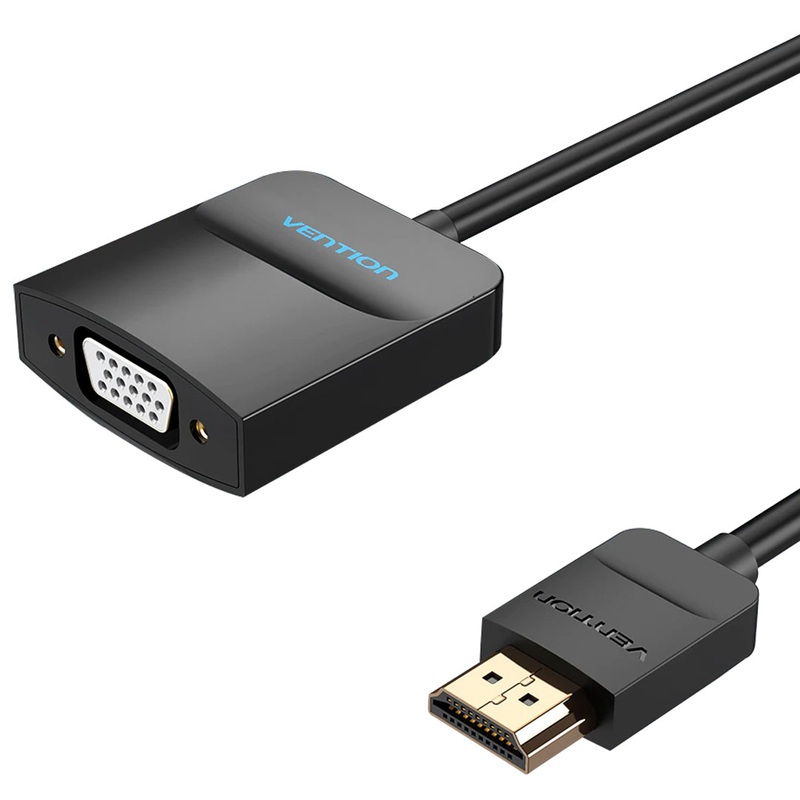 Vention HDMI Male 1080p 60Hz to VGA Female Gold Plated (ACH) 0.15M HD Video Converter with Female Micro USB and Audio Port for PC, TV, Laptops, Projectors, Smart Box, Playstation