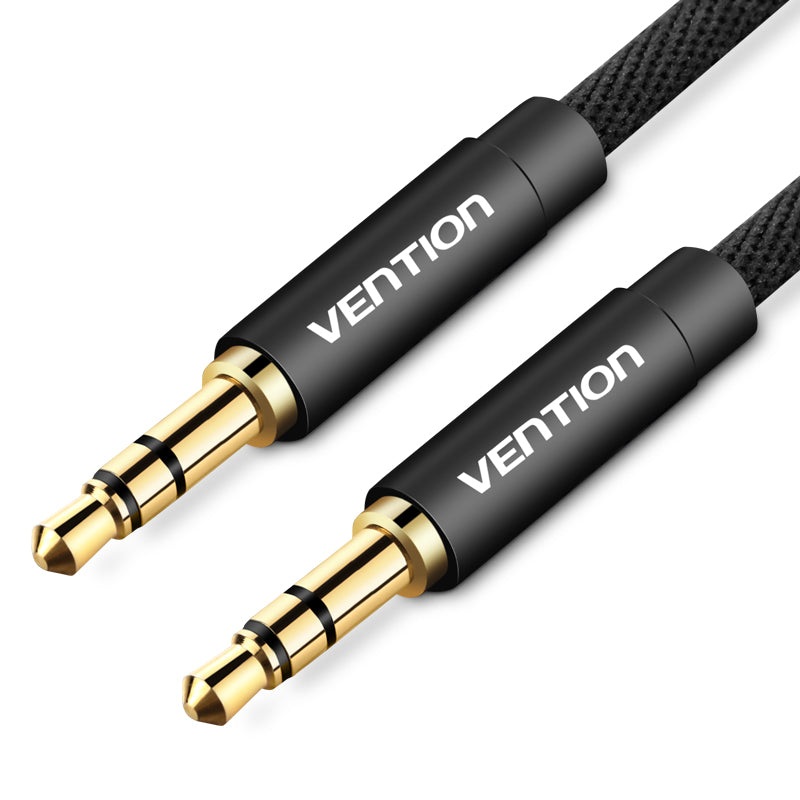 Vention TRS 3.5mm Male to TRS 3.5mm Male Fabric Braided 1-Meter Gold Plated (BAG) Audio Cable for Amplifiers, Mobile Phones, Laptops, PC