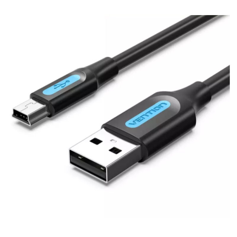 Vention USB 2.0 A Male to Mini-B Male Cable (COM) 480Mbps Black 2M Black