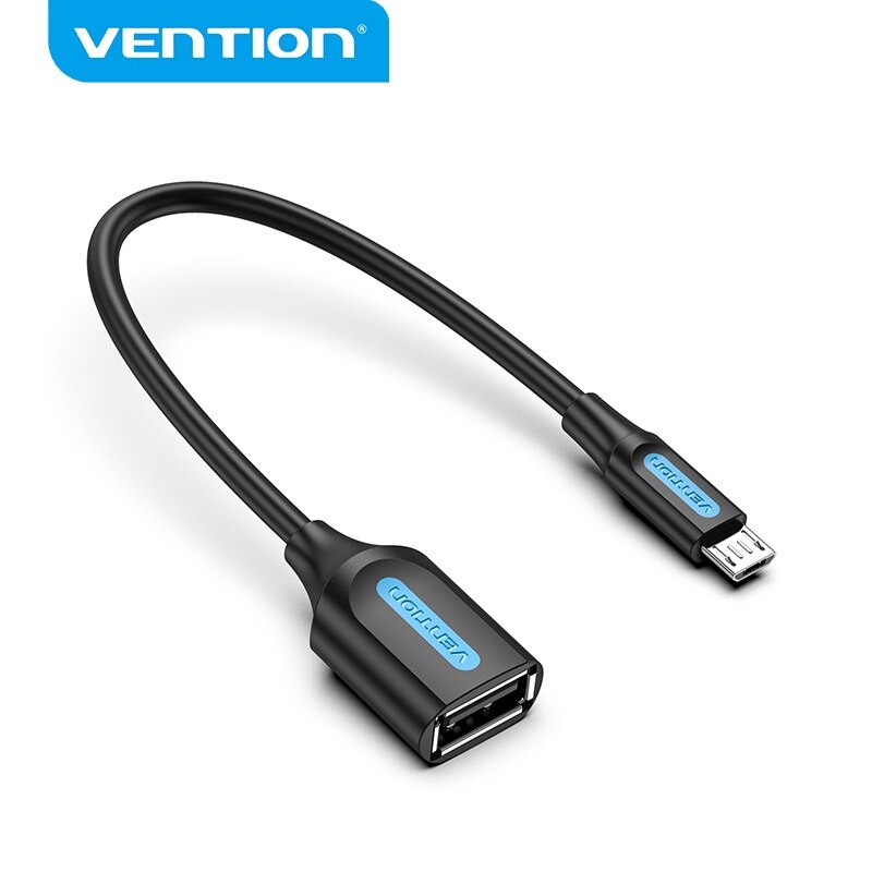 Vention USB 2.0 Micro-B Male to A Female OTG Cable 0.15M 480Mbps Black PVC Type (CCU)
