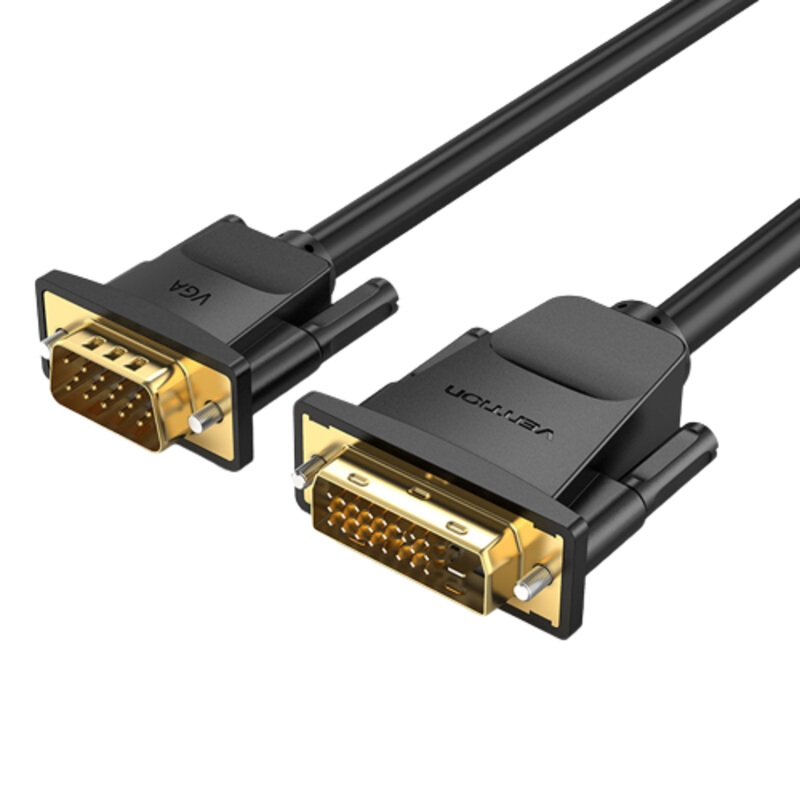 [CLEARANCE] Vention 1080p 60Hz DVI (24+1) Male to VGA Male 1-Meter Gold Plated (EABB) Video Cable for PC, TV, Monitors, Laptops, Projectors