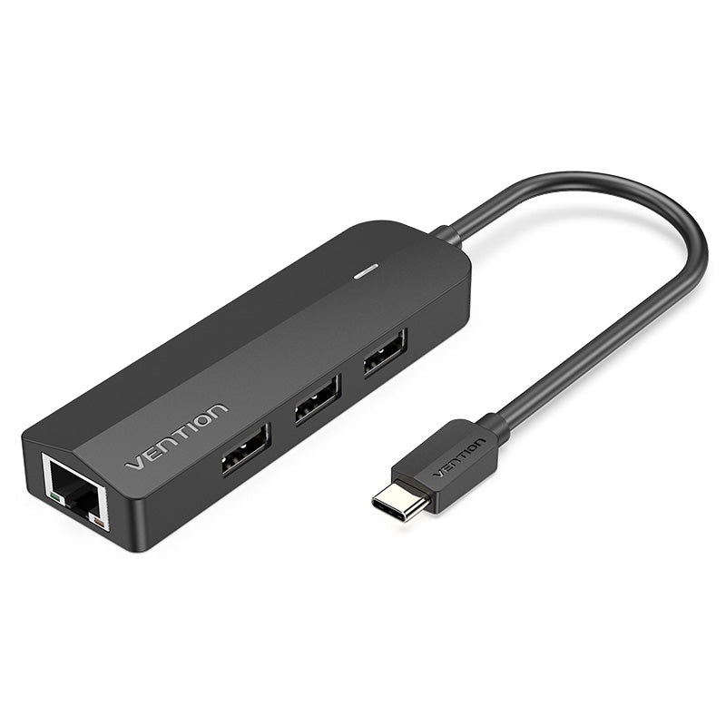 [CLEARANCE] Vention 5 in 1 USB-C Hub 4-Port USB 2.0 Docking Station 480Mbps with RJ45 100Mbps Network Port and Power Supply Port (TGO)