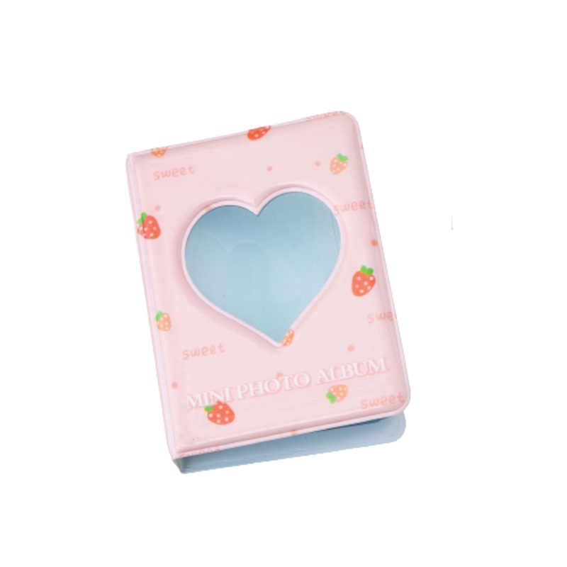 Pikxi 40 + 1 Pockets Cute Butterfly Mini Instant Film Photo Album with 20 Pages Transparent for FUJIFILM Instax Mini Film Camera, Picture and Card Holder | AMH40-06 HOLLOW HEART-STRAWBERRY